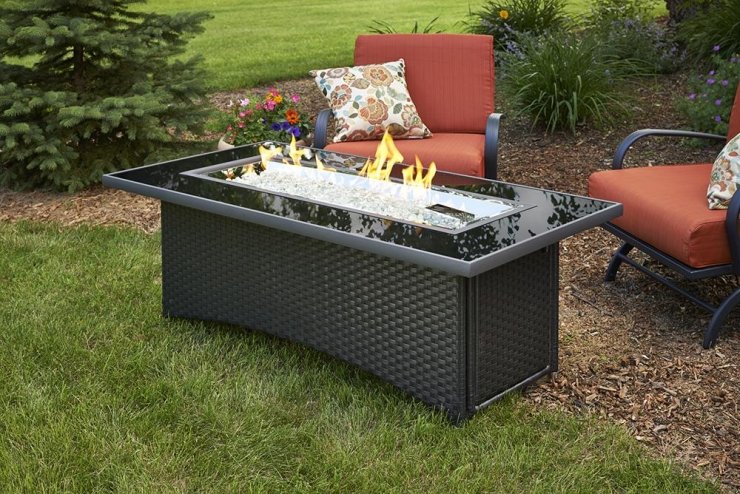 Room Montego Linear Gas Fire Pit Table, Patio Tables With Gas Fire Pits